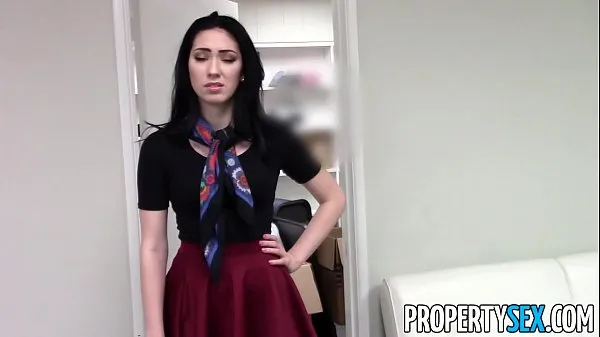 Fresh PropertySex - Beautiful brunette real estate agent home office sex video new Clips
