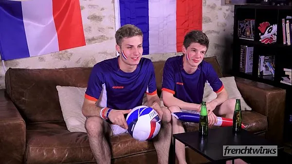 Fresh Two twinks support the French Soccer team in their own way new Clips