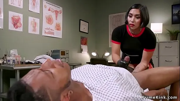 مقاطع جديدة Busty brunette Asian doctor fingering her black patients ass and massages his prostate