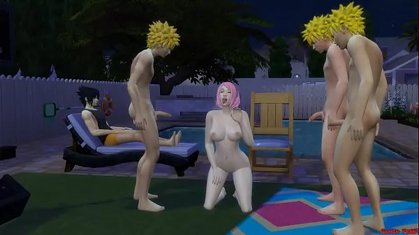 Frische Sakura wird von Naruto Gangbang-Klonen vor Sasuke, ihrem Hahnrei-Ehemann Netorare, gefickt neue Clips