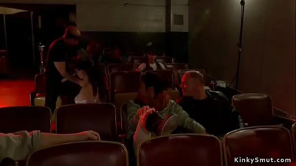 Fresh Sub gangbang fucked in public theater new Clips