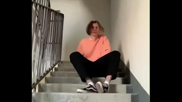 Fresh Boy Masturbates On Public Staircase In The Entrance And Cums new Clips