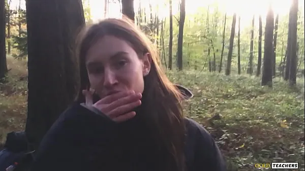 Fresh Russian girl gives a blowjob in a German forest (family homemade porn new Clips