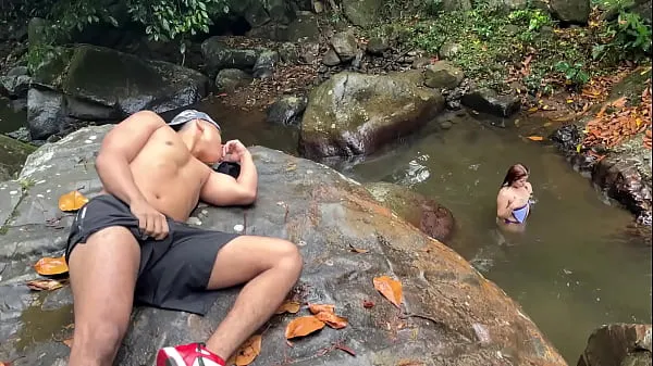 Fresh Fucked outdoors in the Rio Pance in Cali Colombia with a stranger who masturbates watching me - Celeste Alba & Angel Cruz new Clips